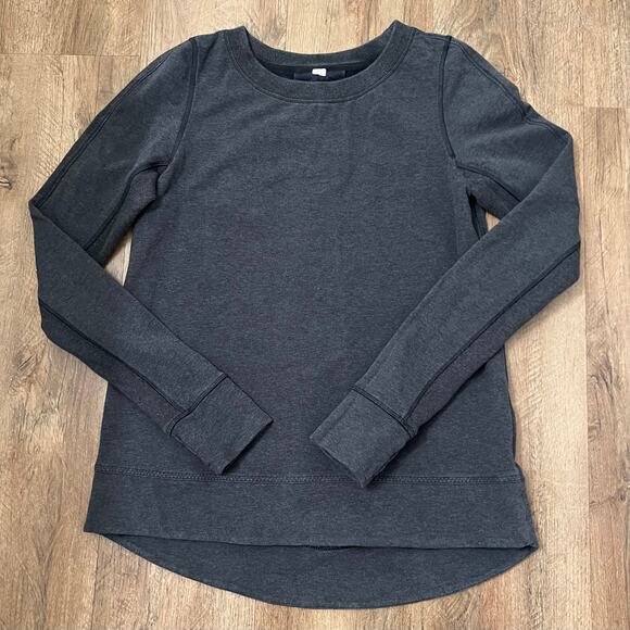 Lululemon Heathered Black Inverted-Pleat Back Exhalation Pullover Sweatshirt 8 - Picture 12 of 14